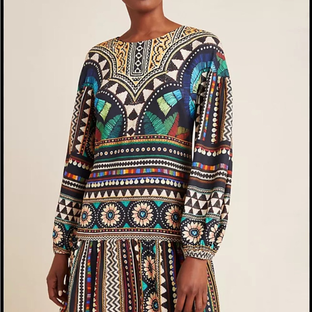 FARM RIO Carlatta Tunic for Anthropologie Bohemian Multicolor Dress